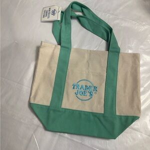 Trader Joe's Light Green Mini Canvas Tote Bag